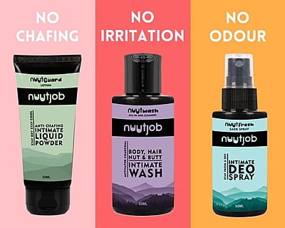 Nuutjob - Happy Sac Box | Nuutjob Mini Combo Pack | Nuutwash, Nuutguard & NuutFresh | 50 ml Each Nuutjob - Happy Sac Box | Nuutjob Mini Combo Pack | Nuutwash, Nuutguard & NuutFresh | 50 ml Each