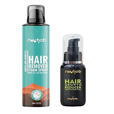 Nuutjob - Hair Removal Combo Pack - Hair Remover Foam Spray + Hair Growth Reducer Gel | Effectively Reduces Hair Regrowth Nuutjob - Hair Removal Combo Pack - Hair Remover Foam Spray + Hair Growth Reducer Gel | Effectively Reduces Hair Regrowth