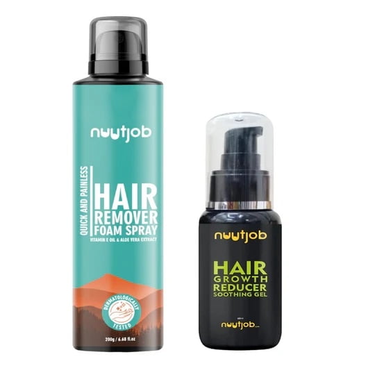 Nuutjob - Hair Removal Combo Pack - Hair Remover Foam Spray + Hair Growth Reducer Gel | Effectively Reduces Hair Regrowth Nuutjob - Hair Removal Combo Pack - Hair Remover Foam Spray + Hair Growth Reducer Gel | Effectively Reduces Hair Regrowth
