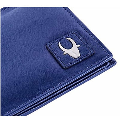 WILDHORN Leather Wallet Keychain & Pen Combo for Men I Gift Hamper (Blue)