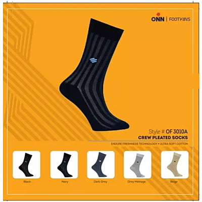 ONN Self Design Mid-Calf/Crew Pleated Socks for Men