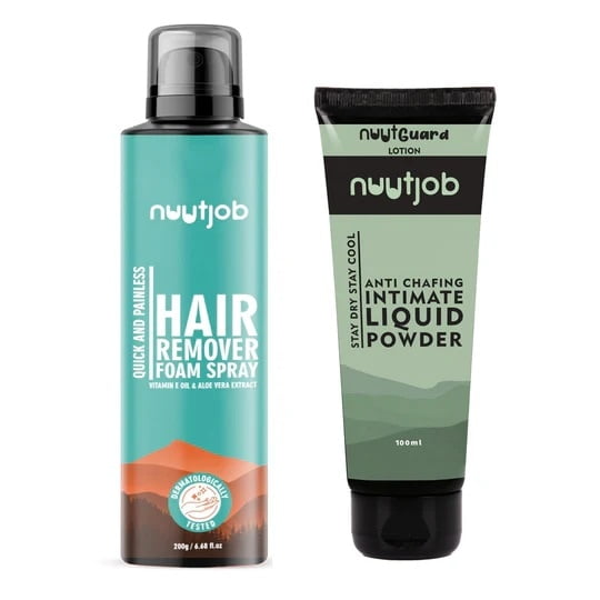 Nuutjob - Nuutjob Hair Removal Foam Spray & Nuutguard Liquid Powder Combo - Quick 200gm+100gm Nuutjob - Nuutjob Hair Removal Foam Spray & Nuutguard Liquid Powder Combo - Quick 200gm+100gm