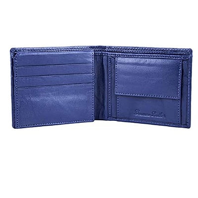 WILDHORN Leather Wallet Keychain & Pen Combo for Men I Gift Hamper (Blue)